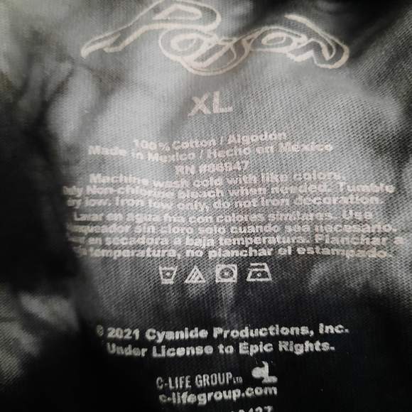 Retro 80s Poison Skull Snake Black Gray Tie Dye Throwback T-shirt XL - Picture 4 of 8